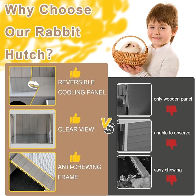 Ketive Rabbit Hutch Indoor - Weatherproof, Multi-Level, Easy Assembly, Lockable, and Comfortable