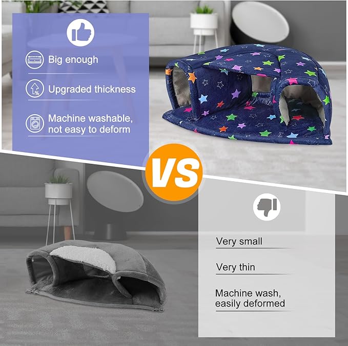 Unicorn Catcher Large Cozy Pet Bed & Tunnel - Warm & Washable, Suitable for Hamster, Chinchilla, Bunny