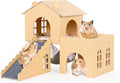 Guinea Pig Hideout with Hammock & Ramp – Multi-Level Wooden Small Animal House for Hamsters, Rabbits, Chinchillas | Easy Assembly Guinea Pig Cages