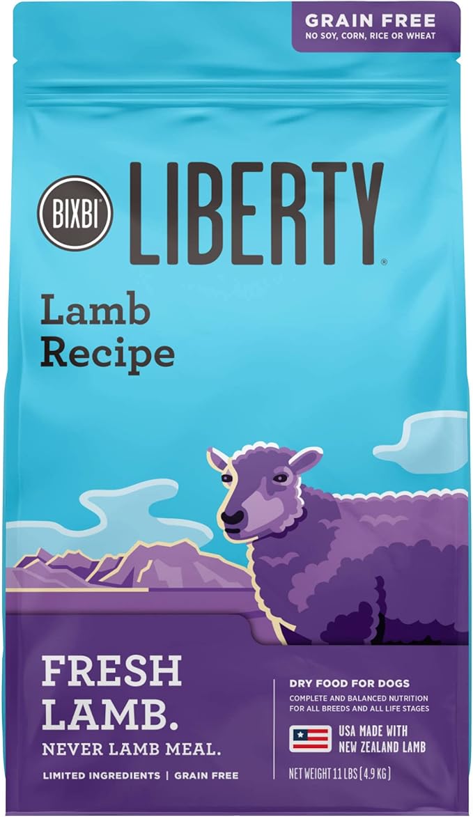 BIXBI Liberty Grain-Free Dry Dog Food, Lamb Recipe – Fresh Meat, High Protein, No Meat Meals – USA Made, 11 lbs