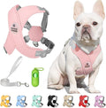 Patas Lague Dog Harness with Leash Set Adjustable Soft Padded Step-in Dog Vest No Choke No Pull Reflective for Small Medium Pets with Poop Bags and Dispenser, Solid and No-chew, Pink M