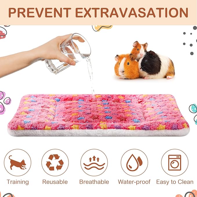 Haull 4 Pcs Waterproof Guinea Pig Bedding Guinea Pig Bed Plush Cage Liners Soft Rabbit Dog Crate Pad Cat Mat Reversible Cozy Animal Pee Pad Hamster Bunny Mat Accessory(Star,13 x 10 Inch)
