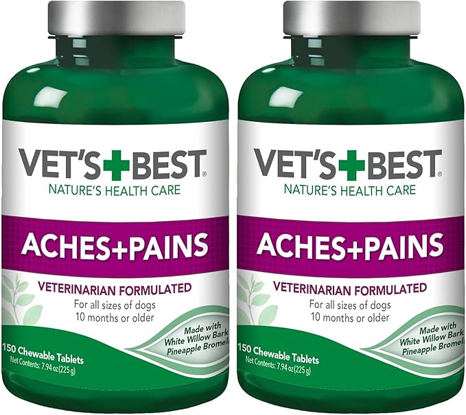 Vet’s Best Dog Pain Relief Supplement,Natural Aspirin Alternative for Hip & Joint Support,Arthritis & Aches Relief Tablets for Dogs,150 Count (Pack of 2)