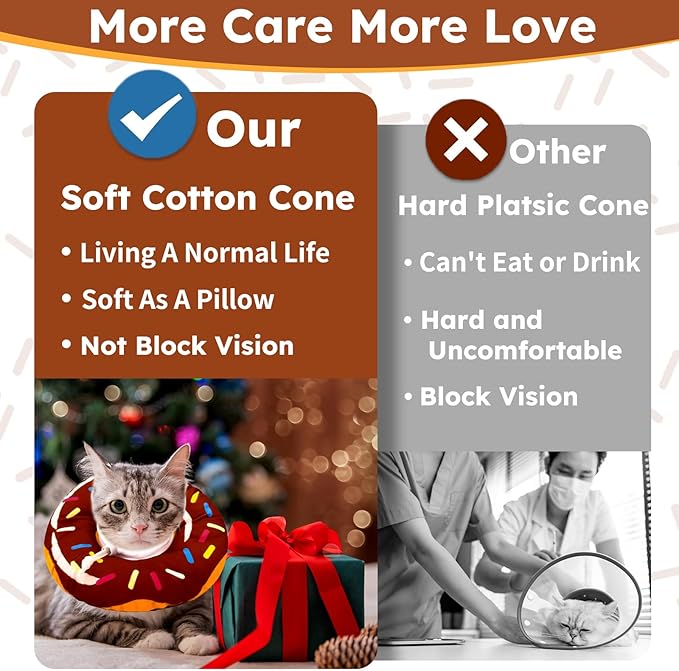 Hpetppy Cat Cone Collar Soft, Cat Recovery Collar for Wound Healing Cute Donut Adjustable Kittens Cones to Stop Licking Comfortable Lightweight Neck Elizabethan Collars for Cats Kittens After Surgery