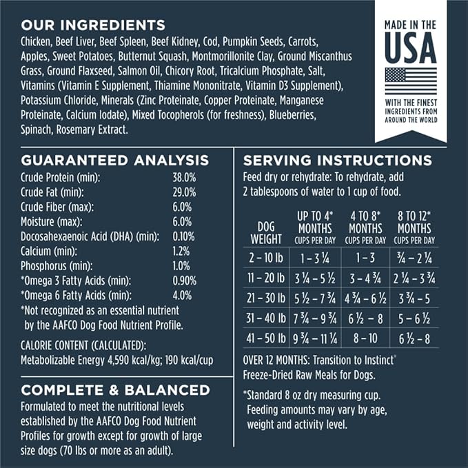 Instinct Puppy FreshDried Bites, Natural Freeze-Dried Dog Food, Grain Free - Cage-Free Chicken, 3 oz. Bag