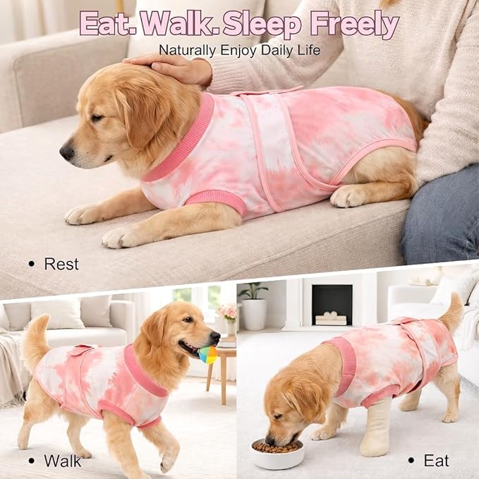 Dog Surgery Recovery Suit, E-Collar & Cone Alternative, Surgical Onesie for Dogs Female Male After Spayed Neutered, Soft Body Suits Post Spay Neuter, Large Pet Anti Licking Abdominal Wounds Onesies, L