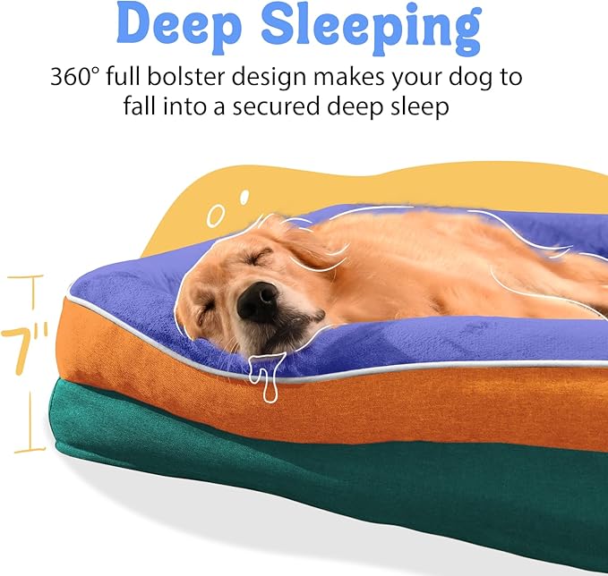 Chez Paw Extra Large Dog Bed Orthopedic - XL Orthopedic Dog Beds Waterproof Pet Couch Memory Foam Sofa Bolster with Removable Cover - 42 x 30