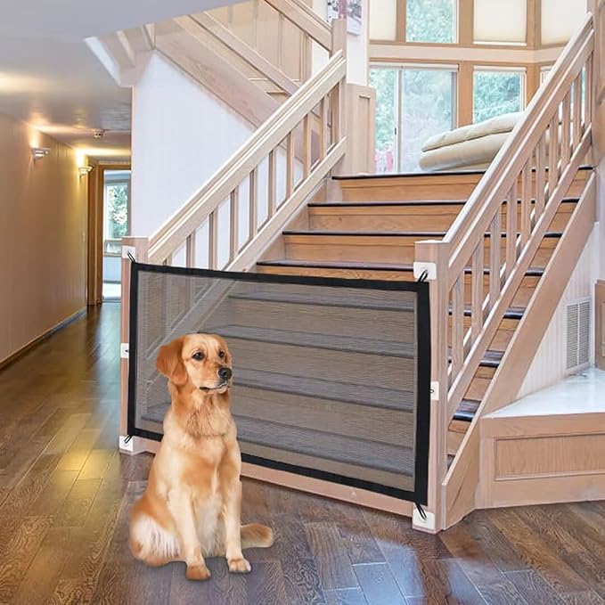 NWK Pack of 2 Magic Dog Gate for Stairs Pet Gate for The House Providing a Safe Enclosure for Pets to Play and Rest, 6 Hooks Design (2, 35''X30'')