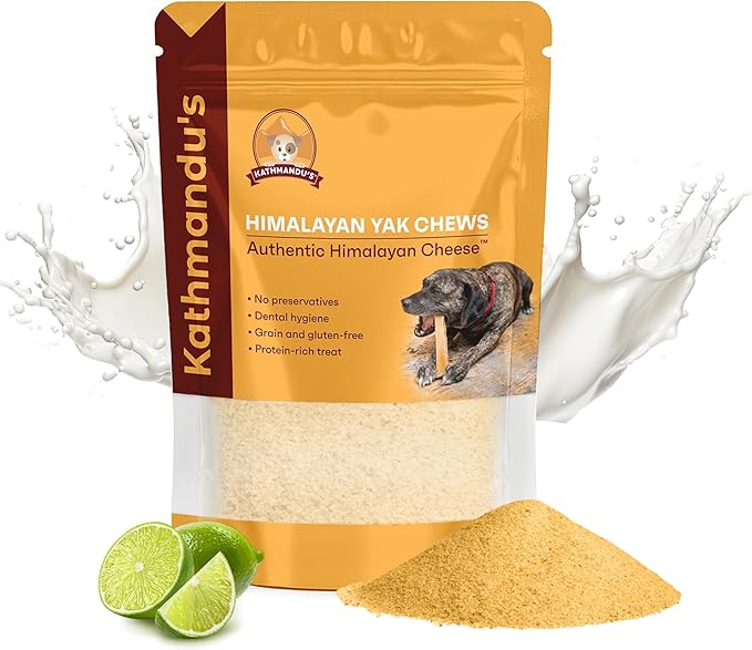 KATHMANDU'S Yak Cheese Powder Food Topper - (8 oz) Dog Meal Seasoning for Picky Eaters, Healthy Dogs Toppers, Food Enhancer for Dry and Wet| Enriched Calcium Powder for Dogs