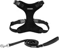 Best Pet Supplies Voyager Step-in Lock Pet Harness w Reflective Pet Leash Combo Set with Neoprene Handle 5ft - Supports Small, Medium and Large Breed Puppies/Cats - Black, S