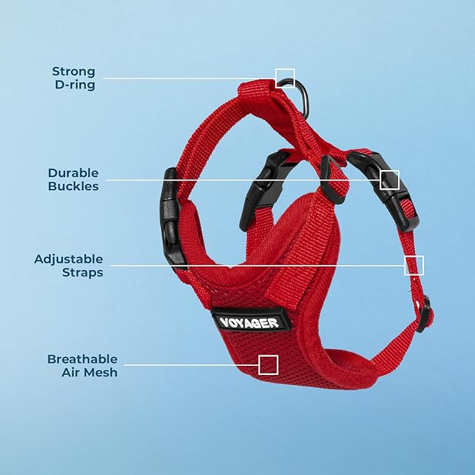 Voyager Step-in Pet Harness - All Weather Mesh, Adjustable Step in Harness for Cats and Dogs by Best Pet Supplies - Red, S