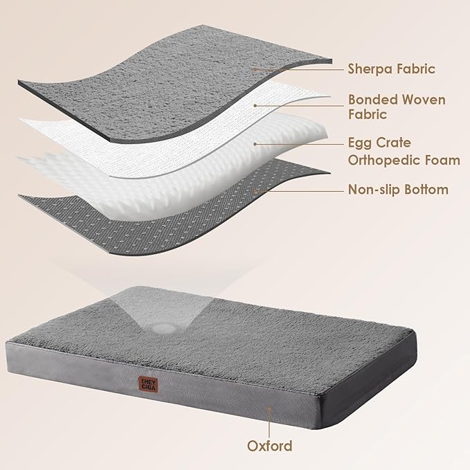EHEYCIGA Orthopedic Medium Dog Beds for Small Dogs with Removable Washable Cover for Crate, Grey, 30x20