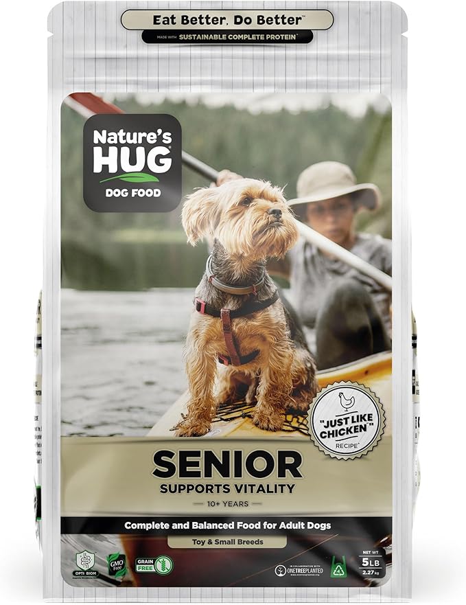 Nature's HUG Hypoallergenic Dry Dog Food for Senior Toy & Small Breeds – Complete & Balanced Nutrition, Sensitive Stomach Support, High-Protein, Grain Free – 5lb