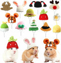 12 Pcs Hamster Hats Mini Party Hats for Small Animals, Cute Hand Knitted Tiny Hats for Snakes Lizards Bearded Dragon Guinea Pig Easter Bunny Reptile Pets Clothes Party Costume Accessories