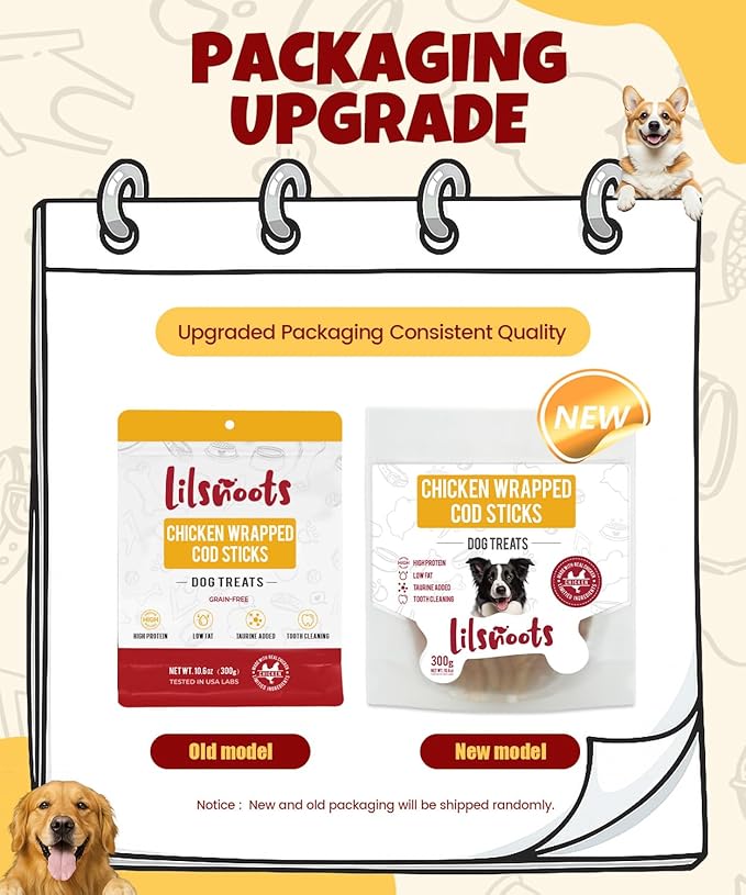 Chicken Wrapped Cod Sticks Dog Treats High Protein Fish & Chicken Jerky Rawhide Free Healthy Dog SnacksRich in Omega-3 Natural Training Treats for All Breeds 10.6 oz
