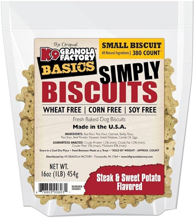 K9 Granola Factory Simply Biscuits With Steak And Sweet Potato, Small 16 Ounces