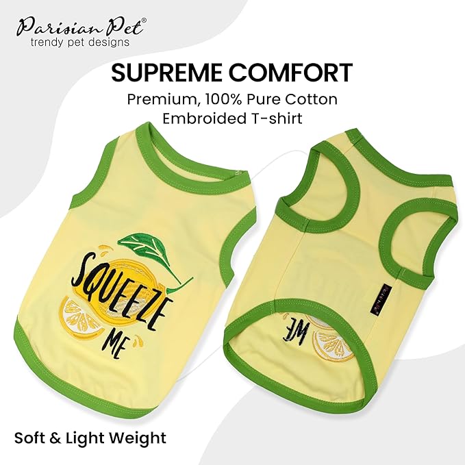 Parisian Pet Dog Shirt – 100% Cotton Shirts for Medium Dogs – Sleeveless Puppy Vest – Lightweight and Breathable Pet Apparel – Pullover Summer Dog Clothes - Stretchy Funny T Shirts for Dogs