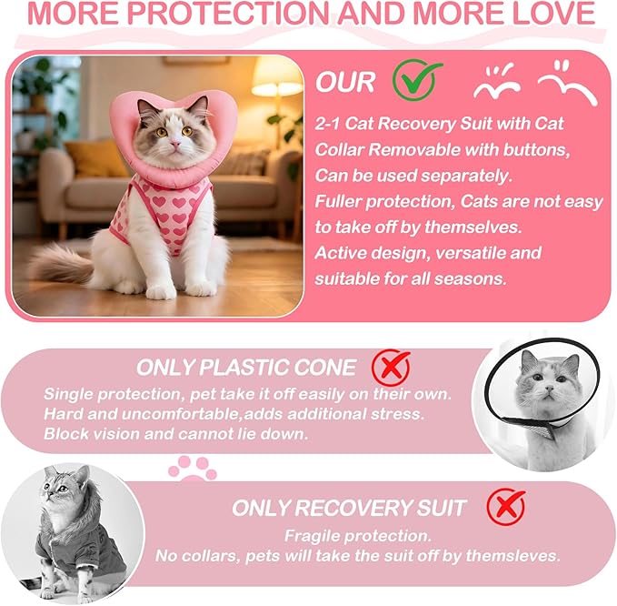 EMUST Recovery Suit for Small Dogs After Surgery, Soft E-Collar Alternative Surgical Wear, Breathable Anti-Licking Post-Op Clothes for Spay, Birth Control & Comfortable Recovery(Heart,L)
