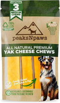 peaksNpaws Yak Cheese Himalayan Dog Chews, High Protein, Natural Dog Treats for Medium Dogs, Lactose Free Sticks for Aggressive Chewers, Long Lasting Pet Treat for Dogs Under 35 lbs, 3 Medium Chews
