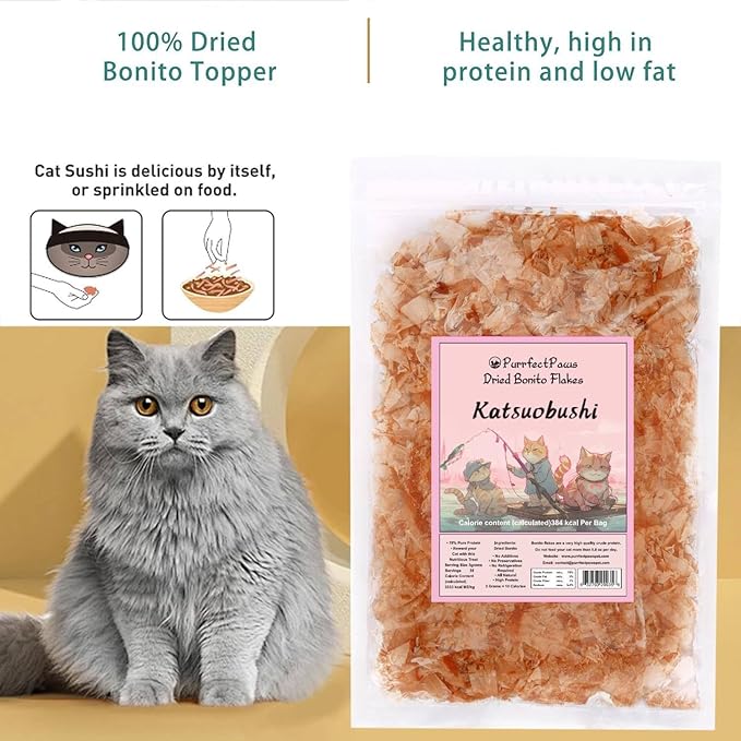 Purrfect Paws Premium Dried Bonito Flakes: Delicious Treats for Dogs & Cats - All-Natural and High in Protein - 4oz Bag