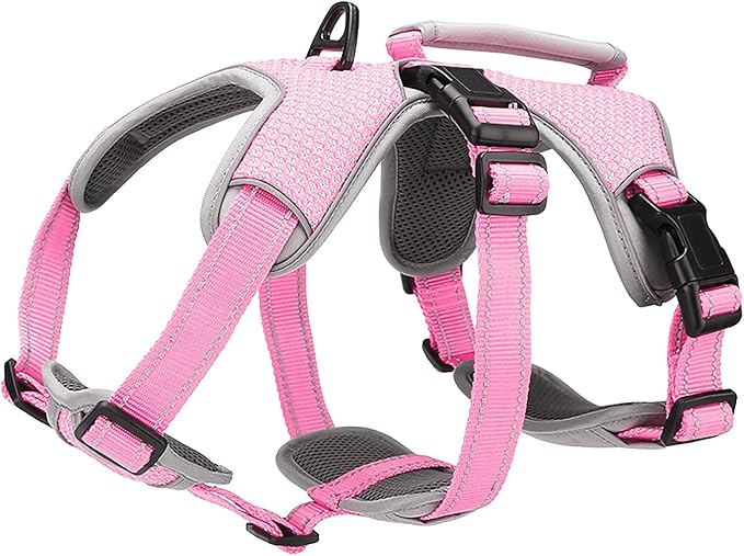 BELPRO Multi-Use Support Dog Harness, Escape Proof No Pull Reflective Adjustable Vest with Durable Handle, Dog Walking Harness for Big/Active Dogs (Pink, S)
