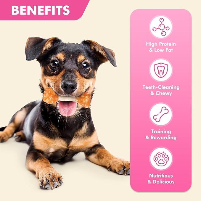 Dog Treats, Chicken Wrapped Rice Dumbbells Bones, Teeth Cleaning Rawhide Dog Chews for Puppy and Small Dogs, 9oz