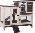 Aivituvin Upgrade Rabbit Cage Indoor Bunny Hutch with Run with Two Deeper No Leak Trays - 4 Casters Include for Outdoor (Coffee)