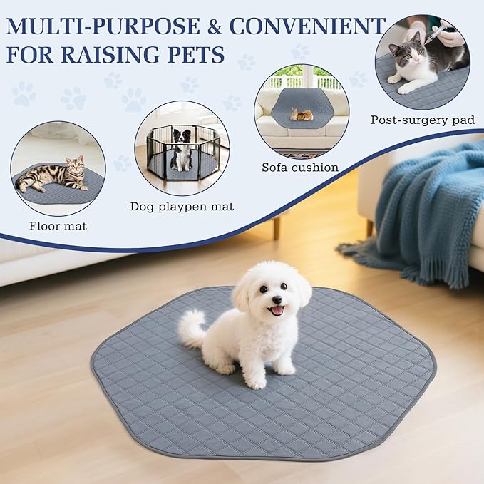 2-in-1 Small Animals Playpen with Pad, Waterproof Small Pet Cage Tent with Reusable Pad, Portable Outdoor Yard Fence with 3 Metal Rod for Chick/Kitten/Puppy/Guinea Pig/Rabbits/Chinchillas, Green+Gray
