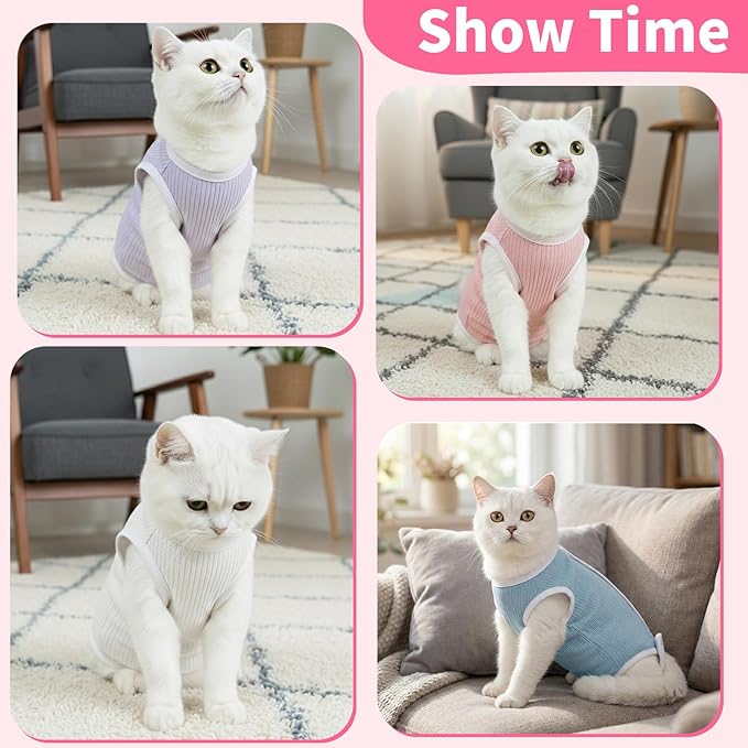 Coppthinktu Cat Recovery Suit Cat Onesie, Breathable Anti-Licking Cat Surgery Recovery Suit Female, Kitten Spay Recovery Suit for Cats After Surgery, Cats Surgical Body Suits Pink Medium
