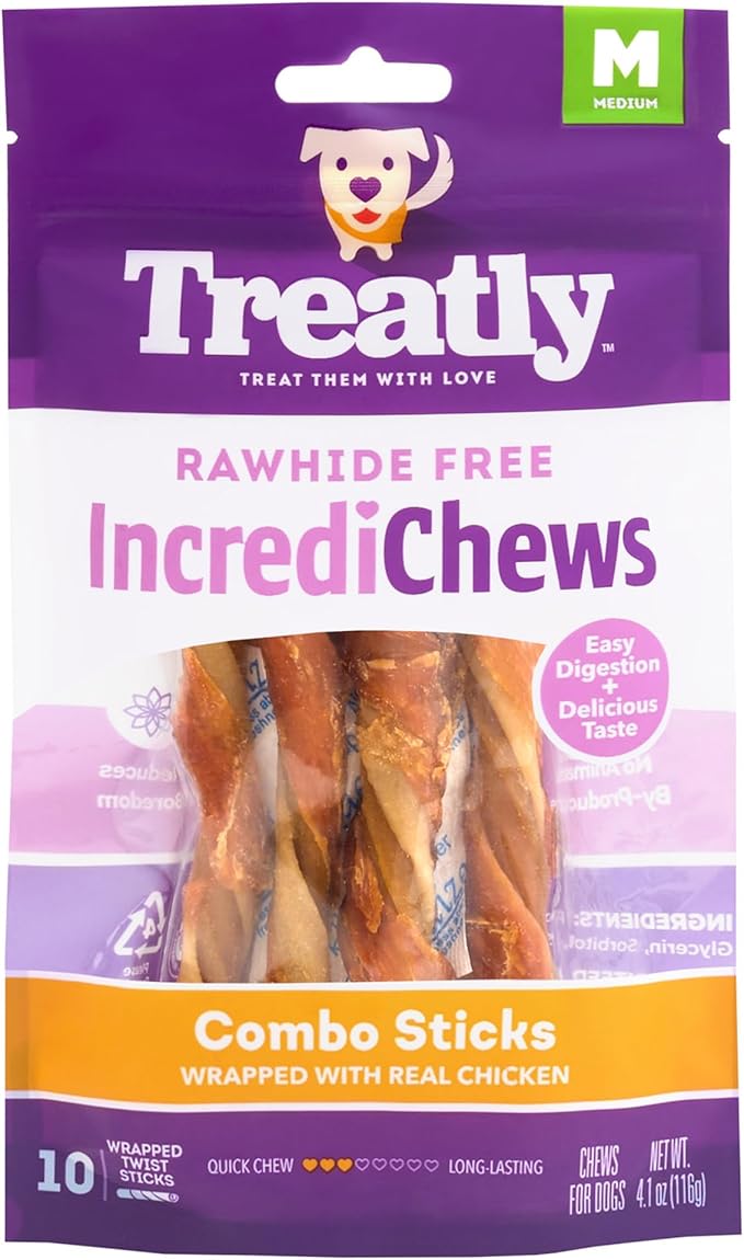 IncrediChews Stick w/Chicken Meat Wrap Dog Chew Treats - 10 Count/1 Pack