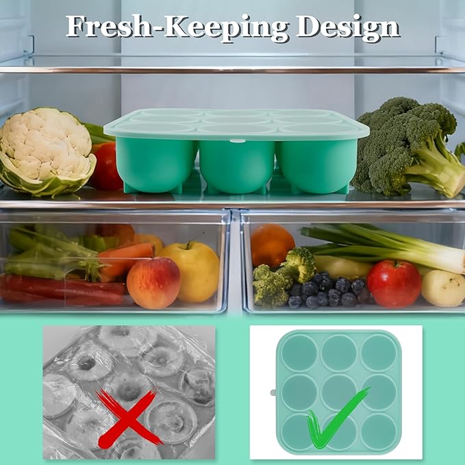 9 Cavities Silicone Dog Treat Mold with Lid for Woof Pupsicle & Power Chewer Pupsicle,Frozen Dog Silicone Molds for Making Refill Treats 75 lbs & Up (Extra Large with Lid)