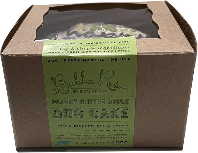 Bubba Rose Biscuit Company: Green Dog Birthday Baby Cake - Crunchy Biscuit Texture - Natural Gourmet Pet Treat - Dog Cake - 3 inch 1 Count - Made in The USA