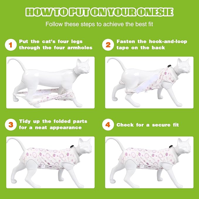 Cat Recovery Suit After Surgery, Anti Licking Onesie Postoperative Shirt for Female Spay Male Neuter, Soft Breathable Bodysuit Pajamas for Abdominal Wound Kitten E-Collar & Cone Alternative