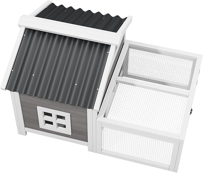 Rabbit House Outdoor, Outdoor Rabbit House, Bunny House,Rabbit Hutch.Rabbit Cage Elevated Bunny Hutch Indoor Outdoor,Chicken Coop Small Animal House (White)