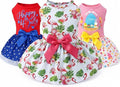 Abbylike 3 Pcs Seasonal Dog Outfits Summer 4th of July Pet Costume Cotton Holiday Puppy Dress Lightweight Pet Apparel with Bowknot for Large Medium Dog Clothing, XX-Small