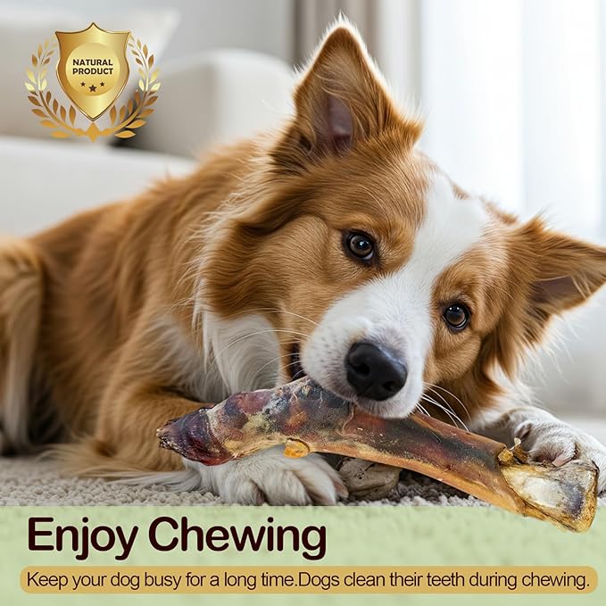 Air-Dried Cow Hooves Dog Treats, Long Lasting Natural Dog Chew Sticks for Aggressive& Heavy Chewers, Single Ingredient Beef Hooves Dental Chew Bone（7.04OZ