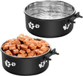 Kennel Water Bowls No Spill, 2pack Stainless Steel Dog Food & Water Bowls for Kennel Cage Crate, Hanging Pet Bowls for Small and Large Dogs, Cats...(7.1 * 2.8”& 6.3 * 2.6”)