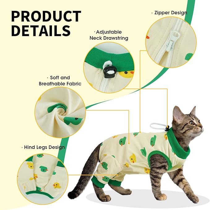 Cat Recovery Suit with Hind Legs, Breathable Onesie After Surgery Female for Abdominal Wounds or Skin Diseases, Anti-Licking Full Body Pet Surgical Pajamas, E-Collar Alternative Wear