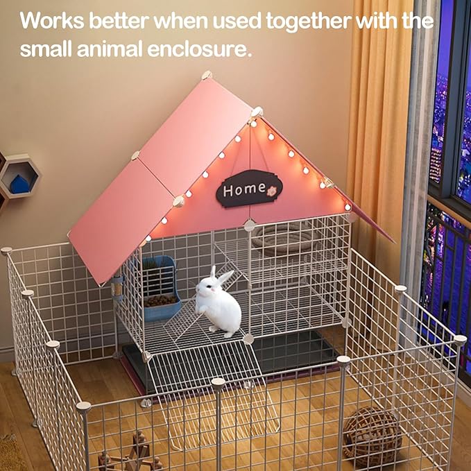Choowin 2-Story Small Rabbit Cage Bunny Hutch Guinea Pig Cage Small Animals House, Metal Wire Netting Villa with Pull-Out Tray, Indoor Habitat for Ferret Chinchilla Hedgehog, Pink