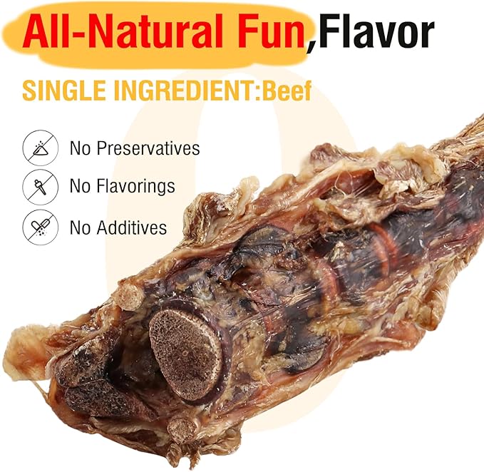 Grass-Fed Beef Tail Bones for Dogs – Durable Chewing Treats, No Additives or Fillers, Supports Teeth & Gum Health,Single Ingredient, Rawhide-Free & Digestible for All Dogs（3 PCS）