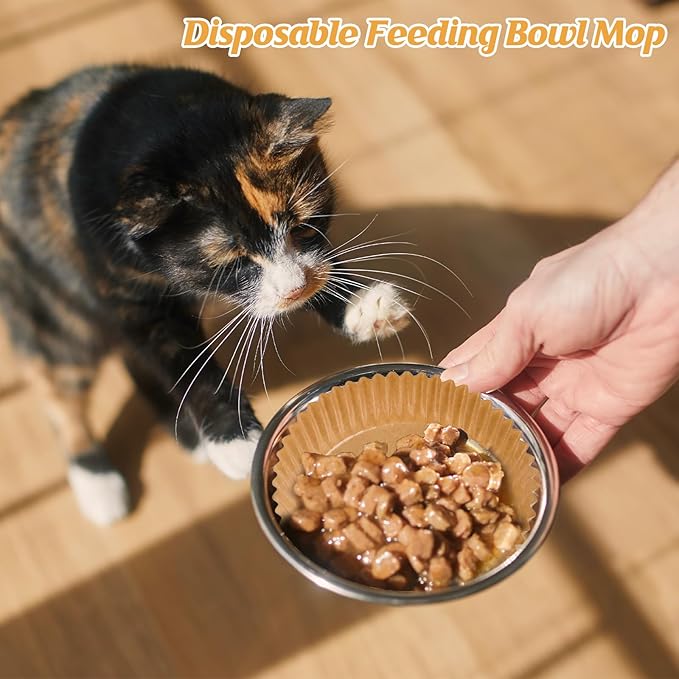 400 Pcs Bulk Pet Disposable Feeding Bowls Liner Cat Food Bowls Paper Liner Pets Disposable Feeding Bowl Small Paper Cat Plates for Small Dogs Cats Dish Bowl