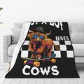 Just A Boy Who Love Cows Blanket Funny Highland Cows Decor Throw Blanket Gifts for Girls Boys Super Warm Soft Plush Fleece Flannel Cattle Blanket Couch Bedding Blanket for Adults Kids Women 60"X50"