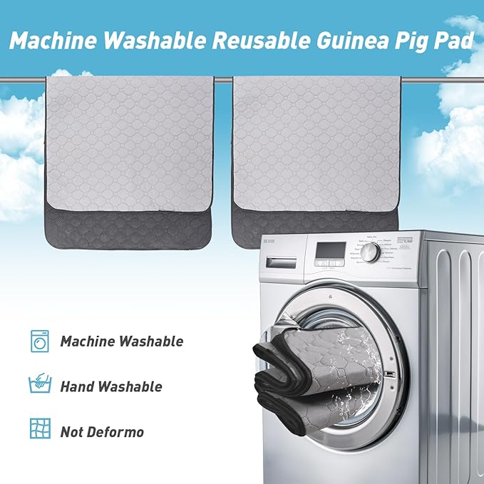 Guinea Pig Cage Liners, 28''X56'' Washable Guinea Pig Pee Pads, Non Slip Reusable Super Absorbent Guinea Pig Training Mat Bedding Fleece for Small Animals Hamster Rabbit Chinchilla Rat, 2Packs