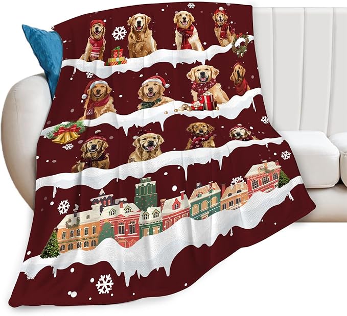 Golden Retriever Throw Blanket Golden Retriever Dog Christmas Stuff Gifts for Kids Girls Boys Adults Women Man Soft Cozy Warm Plush Fluffy Fuzzy Fleece Blanket Decor 50''X60''