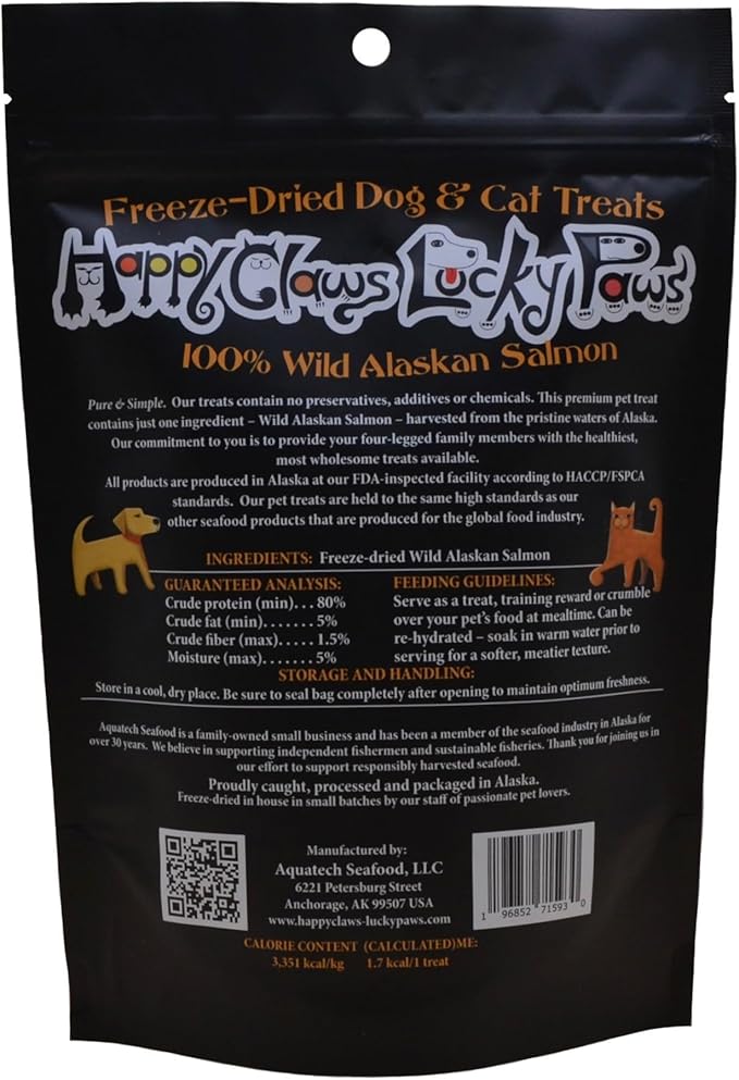 Freeze-Dried Wild Alaskan Salmon Treats for Dogs and Cats (2.5 oz) Made in Alaska