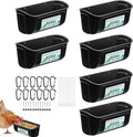 PIREKZUNT 6 Pack Chicken Duck Feeder, Poultry Feeders and Waterers, Hanging Goat Feeder, Livestock Feeding Container, Feed Trough and Waterer Bucket with Clips(Black)