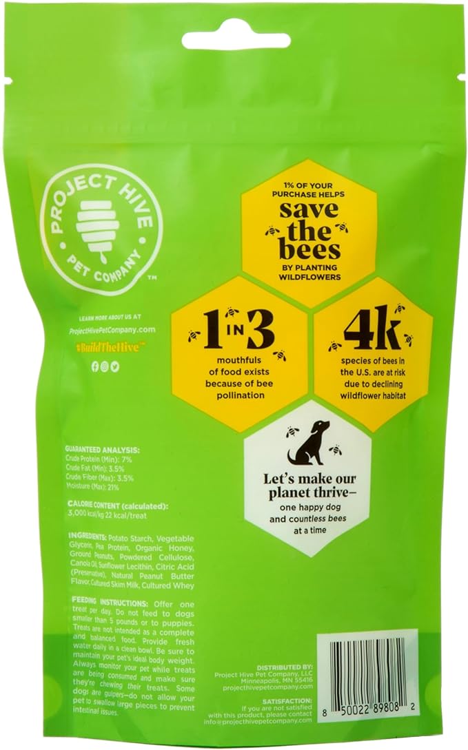 Dental Chew Sticks for Dogs 2-Pack, 7 oz Each – Small (S/M) – Textured Dental Treats, Fit Hive Toys – Vegetarian, Made with Ground Peanuts & Honey, No Grain or Soy, Cleans Teeth & Freshens Breath