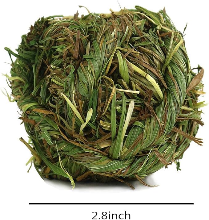 Hamiledyi Rabbit Chew Ball Timothy Grass Grinding Small Animal Activity Play Chew Toys for Bunny Rabbits Hamster Guinea Pigs Gerbils (5 PCS)