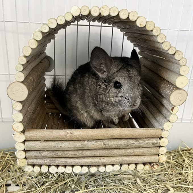 Large Wooden Rabbit Nest Bunny House and Hideouts Small Animal Play Hideaway Hut for Indoor Adult Rabbit Guinea Pig Chinchilla Habitat (Arch)