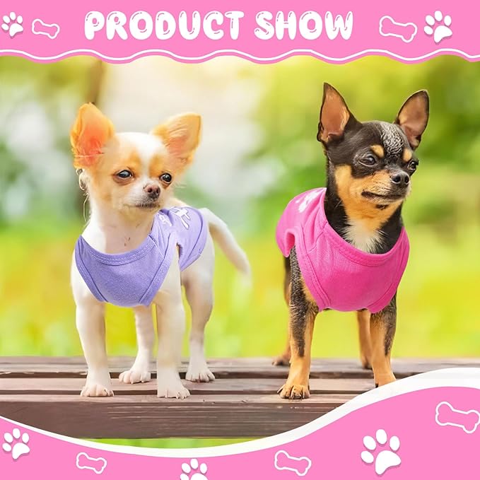 4 Pieces Dog Clothes for Small Dogs Girl Summer Soft Puppy Clothes Cute Chihuahua Teacup Female Dog Shirts Breathable Pet Clothing Pink Girl (Medium)